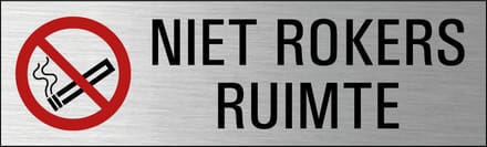Niet rokers ruimte deurbordje met zelfklevende strip