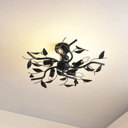 Lindby - plafondlamp - 5lichts - Metaal - H: 21 cm - E14 - zwart goud geborsteld