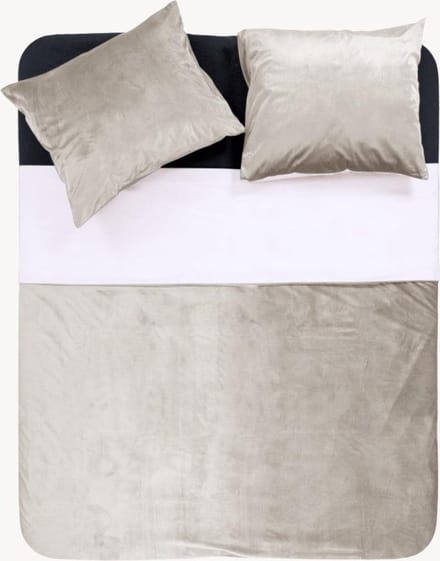 Y-NOT - Dekbedovertrek met kussensloop - Fluweel/Velvet Two Tone Silver/Wit - 1 Persoons - 140x200/220 cm