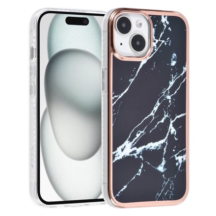iPhone 15 pro TPU Back Cover hoesje - Marble Black - Zwart