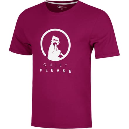 Quiet Please Trainings T-shirt Heren-berry, wit