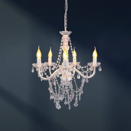 Näve Cecilia kroonluchter, wit, ijzer/acryl, Ø 52 cm, 5-lamps.
