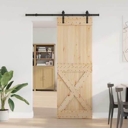 vidaXL - Schuifdeur - NARVIK - 80 - x - 210 - cm - (152,5 - cm) - Naturel - en - Zwart