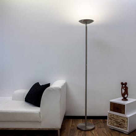 Lindby LED vloerlamp Malea, nikkelkleurig, dimbaar, 180 cm