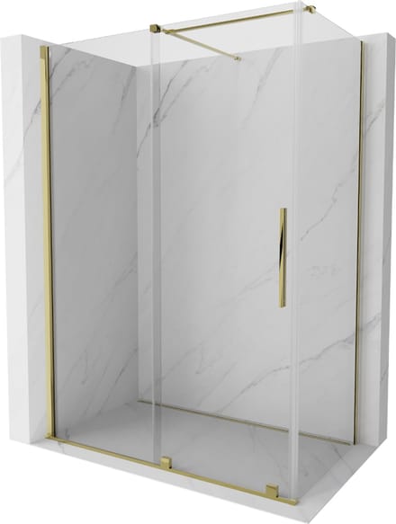Mexen Velar schuifbare douchecabine 150 x 85 , transparant, goud - 871-150-085-01-50