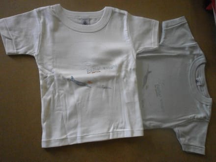 Petit Bateau - 2 pack - Onderhemd - T shirt korte mouw - Vliegtuig - 2 jaar 86