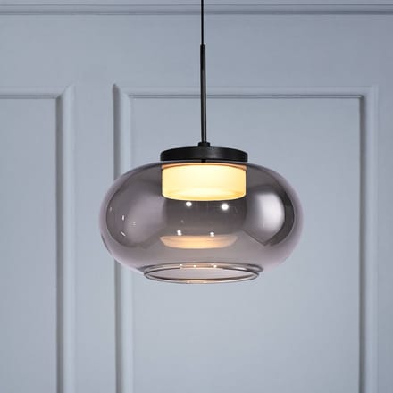 SCHÖNER WOHNEN LED hanglamp Sia, 1-lamp, rookgrijs, 3.000 K
