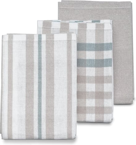 Theedoeken, Set van 3, Licht Grijs, 65 x 45 x 0.2 cm - Kela | Pasado