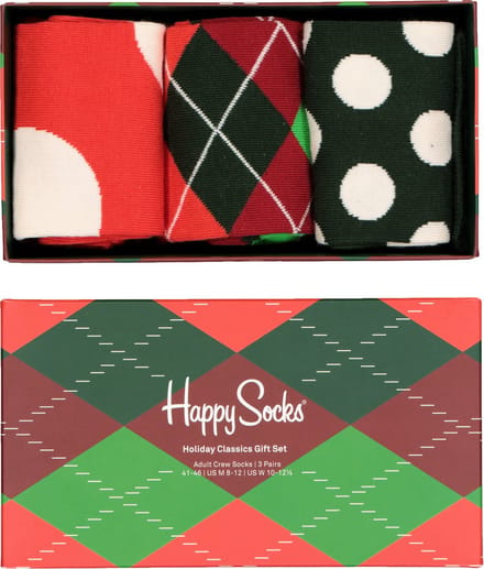Happy Socks Holiday Classics Gift Set (3-pack) - rood groen en wit plezier - Unisex - Maat: 36 - 40