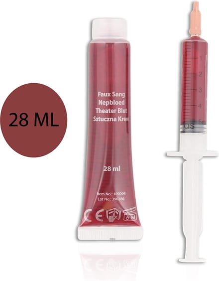 Halloween Nep Bloed - 28 ML - Inclusief Spuit - Halloween FX make-up kunstbloed - Schmink - Stickers