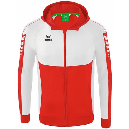 Erima Six Wings Trainingsjack Met Capuchon Heren - Wit / Rood | Maat: M