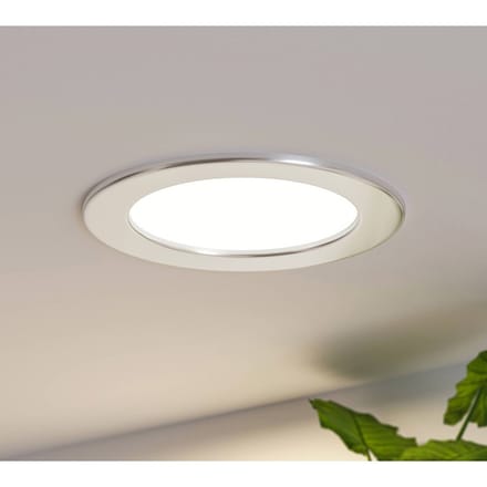 Prios LED inbouwlamp Cadance, zilver, 17 cm, CCT, IP44