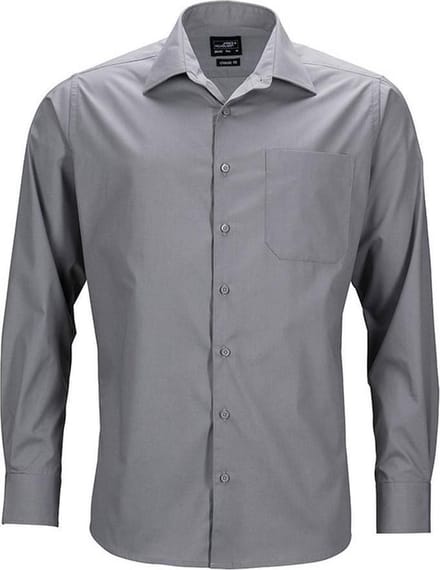 Daiber Heren Longsleeve Zakelijk Shirt (Staalgrijs)
