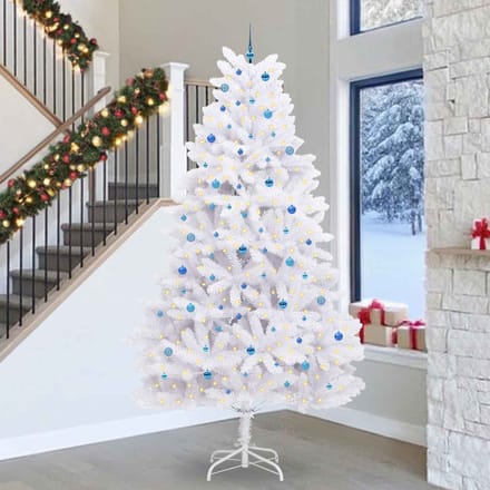 vidaXL - Kunstmatige - Hinged - Kerstboom - Wit - 300 - cm - PVC - en - Staal