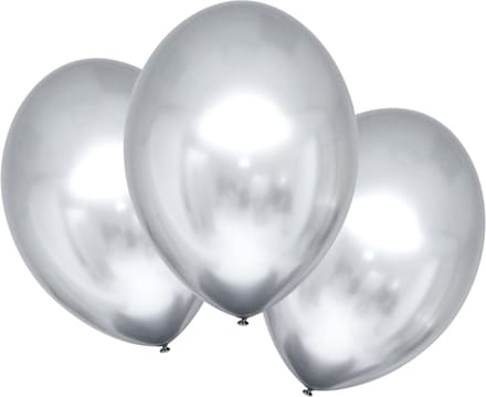 RIETHMULLER - 6 Satijnzilveren latex ballonnen 28 cm