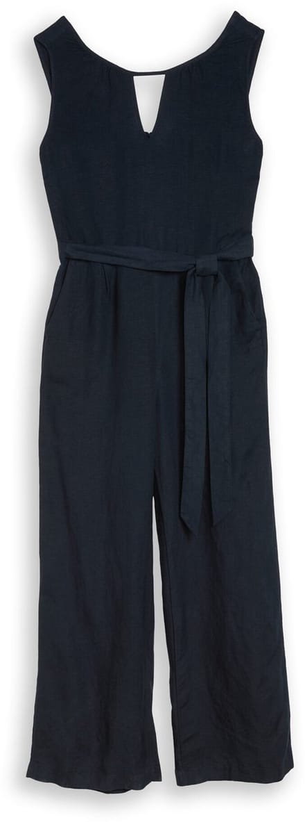 Tom Tailor - Jumpsuit met linnen - Maat 38 - sky captain blue