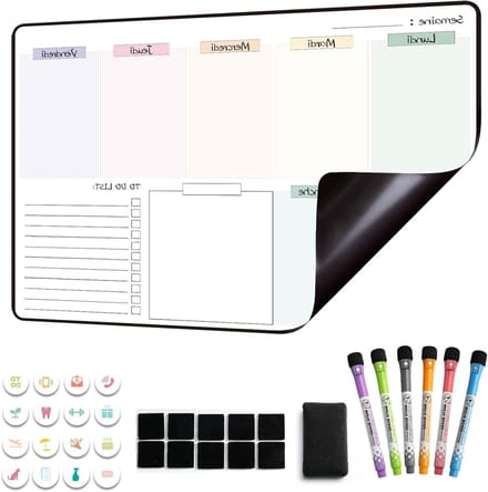 Magnetische Maandplanner voor de Koelkast - Weekmenu Organiser en Drooguitwisbare Planner 42 x 28 cm