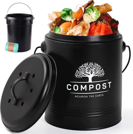 Compostbak voor keuken - 1,3 gallon met deksel, kleine compostemmer voor binnen