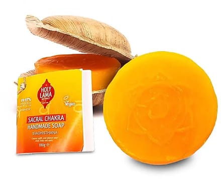 Holy Lama zeep sacraal chakra in palmblad - petitgrain - jasmijn - 100gram