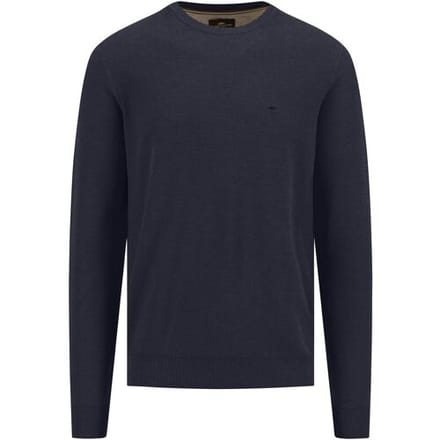 Fynch-Hatton Trui O-Neck Uni Color Cotton Structure Navy / male