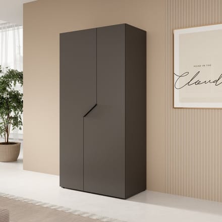 Meubella - Arena - Kledingkast 2-deurs - Zwart - 100x202x50 cm