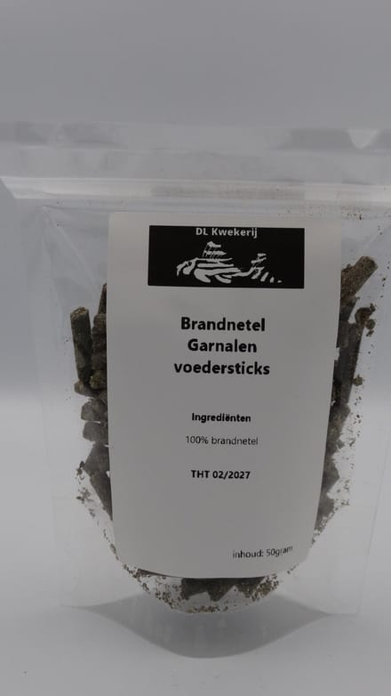 Brandnetel voedersticks - 50 gram - garnalen voeding - DL Kwekerij
