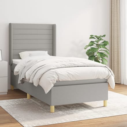 vidaXL - Boxspring - met - matras - stof - lichtgrijs - 80x200 - cm