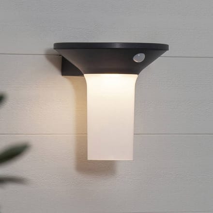 Star Trading Solar wandlamp Valta, wandlamp, grafiet, LED, schemersensor, bewegingssensor, warm wit, buiten, 16 cm