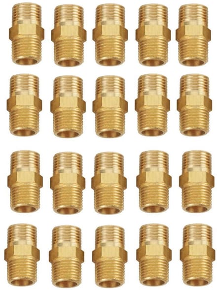 Allecto - Messing Hex Nippel - Set van 20 Stuks - Snelle