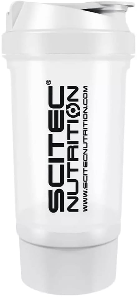 Scitec Nutrition® - Traveler Shaker (White) - Wit - Shakebeker met ingebouwd opbergcompartiment - anti-lek - shakebekers