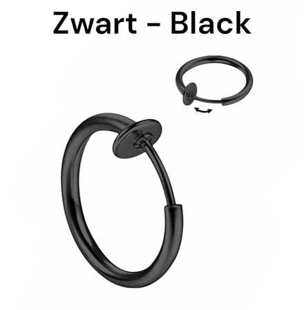Cabantis® Zwart Fake Piercing - Sieraden - 10 mm Diameter & 1,6 mm Staafdikte