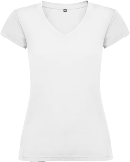 Dames V-hals getailleerd t-shirt model Victoria Wit maat 2XL