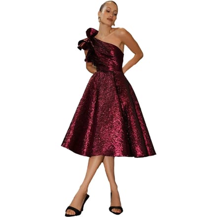 Asymmetrische Midi Schaatser Jurken in Jacquard Dames Goddiva