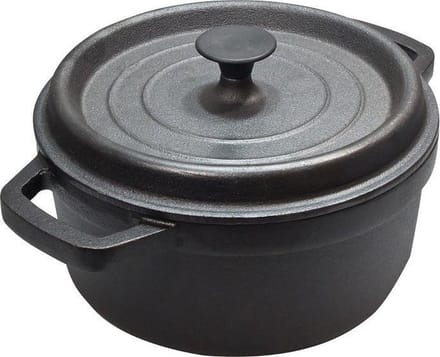 Cast Iron - Braadpan - Gietijzer - Met deksel - Ø20x9cm - Zwart