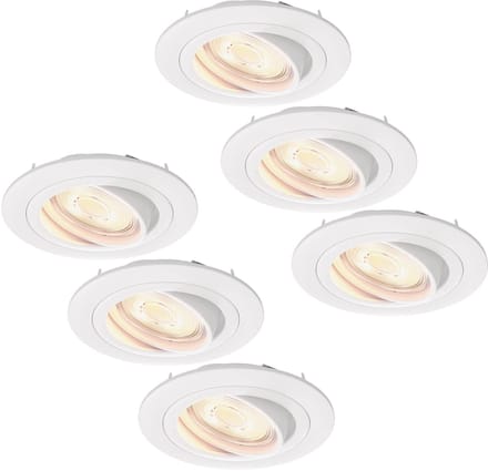Ledvion - 6X LED Inbouwspot Tokyo - Wit - Dimbaar - 3W - 2700K - Ø92 mm