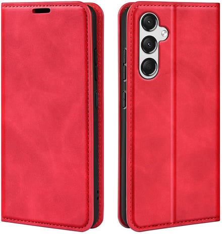 MobyDefend Hoesje - Geschikt voor Samsung Galaxy A15 - Luxe Wallet Bookcase (Magnetische Sluiting) - Rood