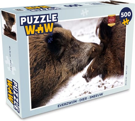Puzzel Everzwijn - Dier - Sneeuw - Legpuzzel - Puzzel 500 stukjes