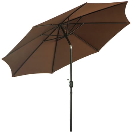 Parasol met handslinger Ø2.95 x 2.5 m opvouwbare paraplu, marktparaplu, bruin, 180/m² polyester, stabiel