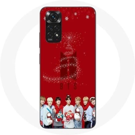 Coque pour Xiaomi Redmi Note 11S BTS Bangtan Garçons Fond Rouge Cadeau de Noël 2023