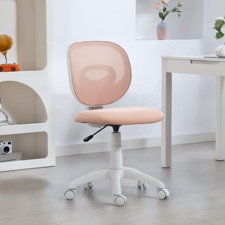 REDOM Compacte Bureaustoel Zonder Armleuningen - Ergonomische Kinderbureaustoel / Bureaustoel Meiden - Mesh - Roze