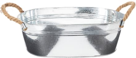 Ovale schaal 35 cm x 21,5 cm x 11,5 cm, glanzend zink