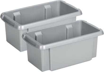 Sunware Opslagbox Nesta - 8x - kunststof - 7L - grijs - 38 x 21 x 14 cm - stapelbaar