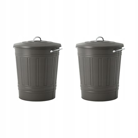 2x Metalen Afvalbak met Deksel - Grijs, 40L