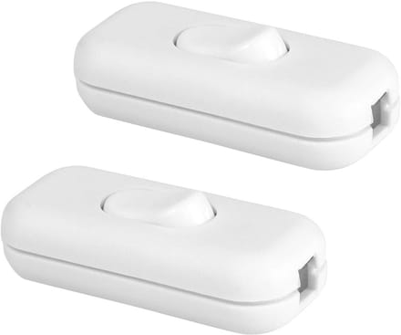 Set van 2 Witte Inline Snoerschakelaars voor Verlichting