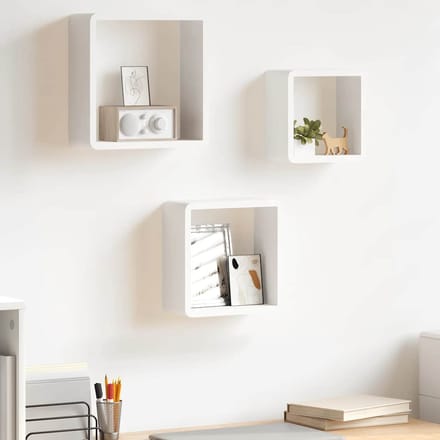 vidaXL - Wandschappen - kubus - 3 - st - MDF - wit