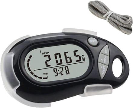 Stappenteller Apparaat - Loopmeter Digitaal - Activiteit Meten - 3D Tri-Axis Sensor - 7.3 x 4.2 cm - Zwart
