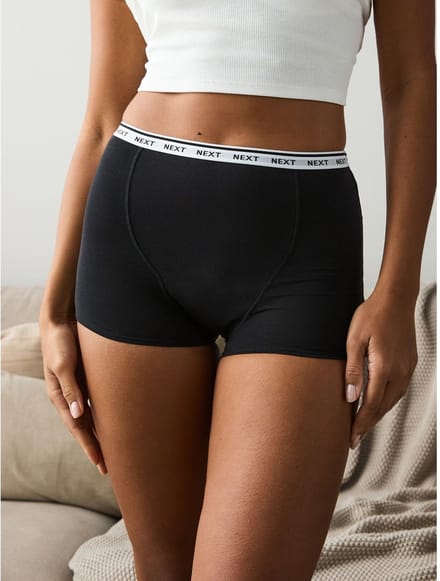Next - Dames - Set van 2 korte boyshort slips voor zware menstruatie - Zwart