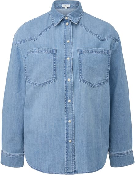 Oversized Katoenen Blouse met Hemdkraag en Opgestikte Zak Dames s.Oliver