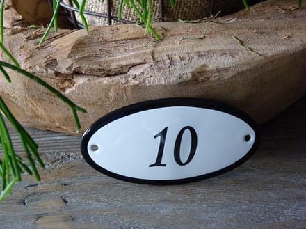 Emaille huisnummer 10x5 wit nr. 10