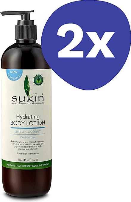 Sukin Hydrating Body Lotion Lime and Coconut (2x 500ml)